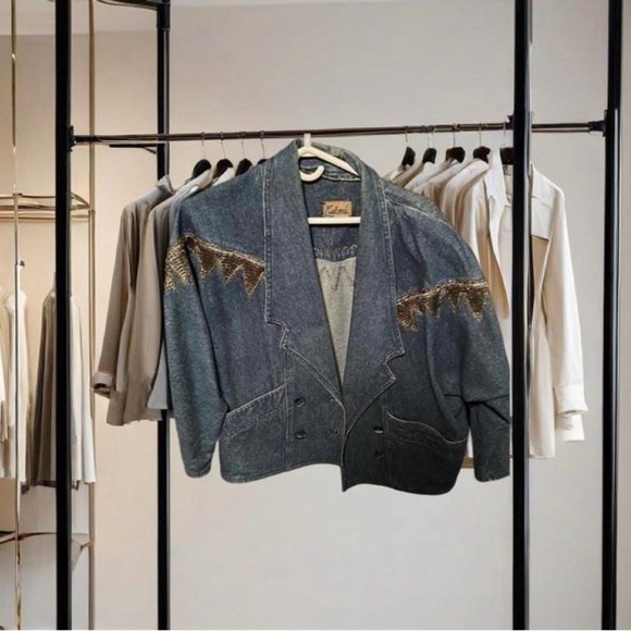 VINTAGE Luxury Oversized Italian Designer Cobra S.C. Denim Jacket M Size V Rare - Picture 2 of 5
